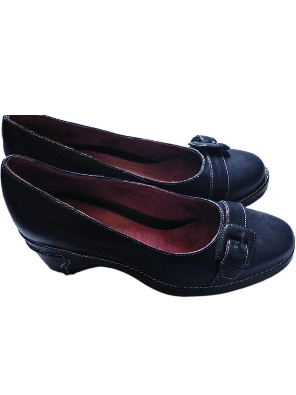 AEROSOLES Black Leather Buckle Flats - Picture 2 of 6